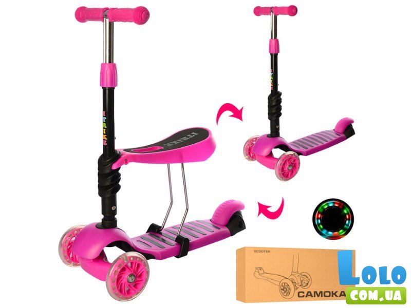 Детский самокат Maxi 3 в 1, iTrike (розовый)