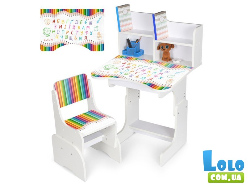 Детская парта со стулом Карандаши, Bambi (белый)
