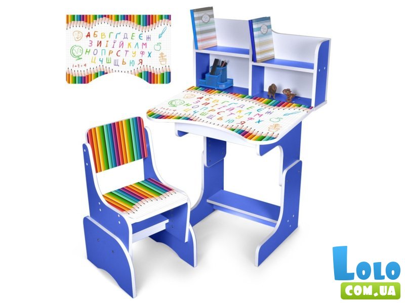 Детская парта со стулом Карандаши, Bambi (синий)