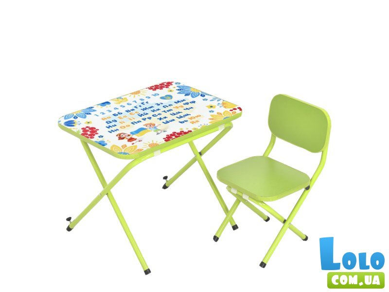 Детский стол со стулом Алфавит, Bambi (зеленый)