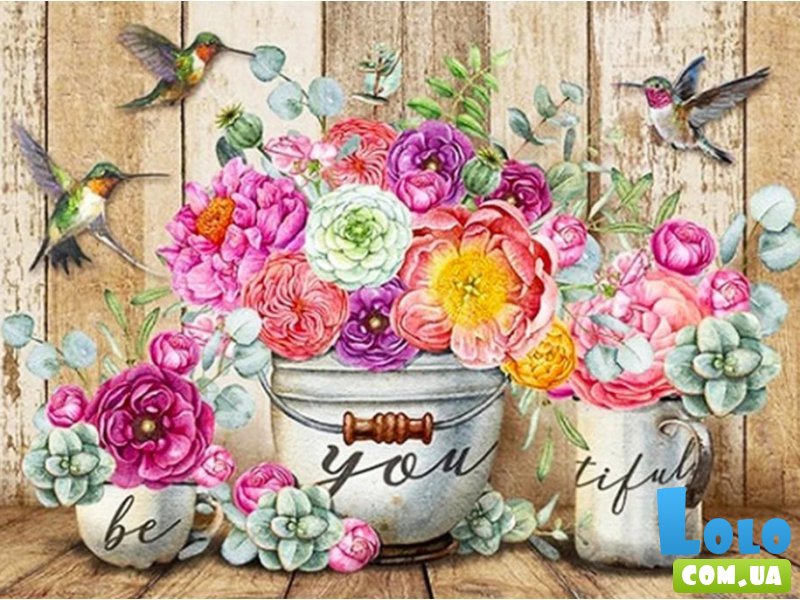 Алмазная мозаика Фиолетовая эстетика цветов, Strateg (30х40 см)