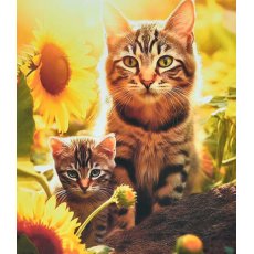 Алмазная мозаика Мама и котик среди подсолнухов, Strateg (40х50 см)