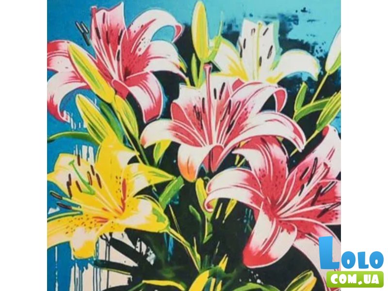 Алмазная мозаика Лилии в голубой тишине, Strateg (30х30 см)