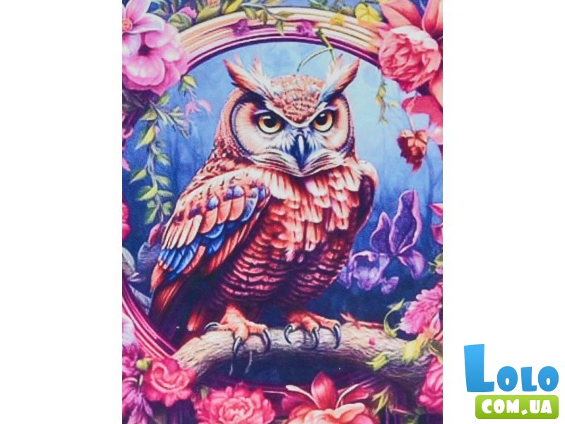 Алмазная мозаика Сова в цветах, Strateg (30х30 см)
