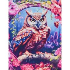 Алмазная мозаика Сова в цветах, Strateg (30х30 см)