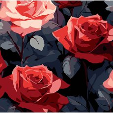 Картина по номерам Красные розы красоты на черном фоне, Strateg (30х30 см)
