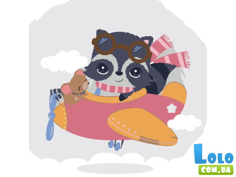 Картина по номерам Енотик на самолете, Strateg (30х30 см)