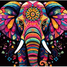 Картина по номерам Экзотический слон на черном фоне, Strateg (40х40 см)