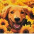 Алмазная мозаика Пес в подсолнухах, Strateg (30х30 см)
