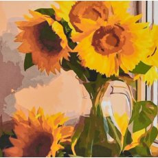 Алмазная мозаика Подсолнухи в вазе, Strateg (30х30 см)
