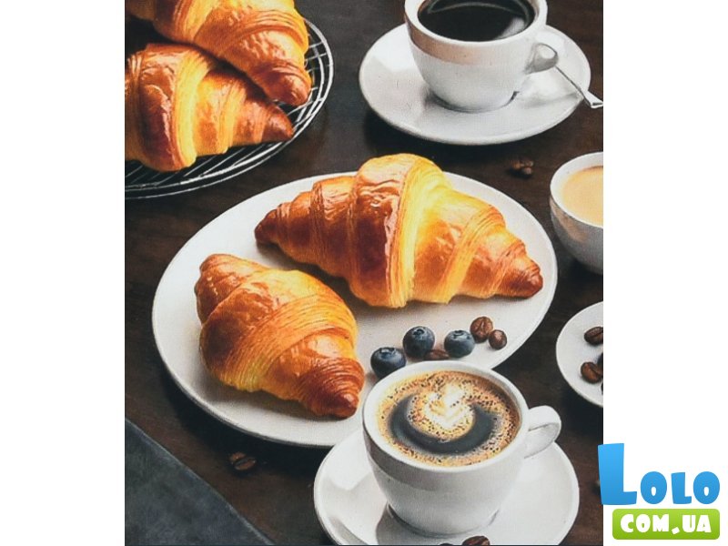 Алмазная мозаика Кофе с ароматными круассанами, Strateg (30х40 см)