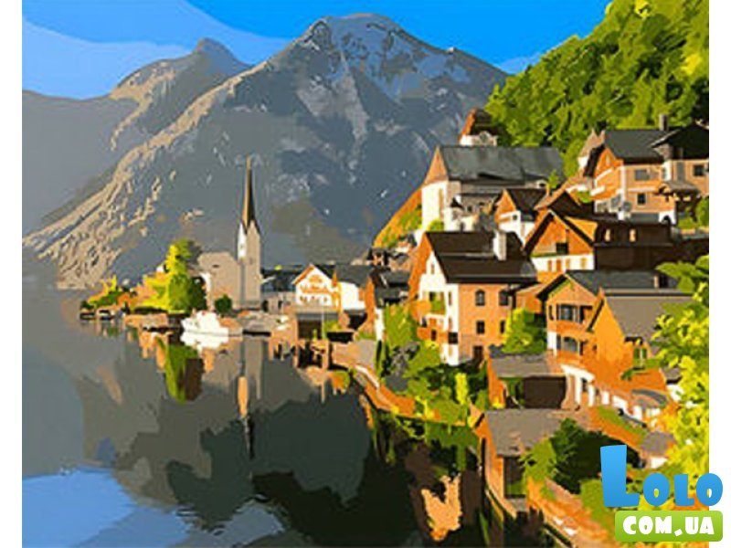 Алмазная мозаика Горный городок, Strateg (30х40 см)