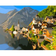 Алмазная мозаика Горный городок, Strateg (30х40 см)