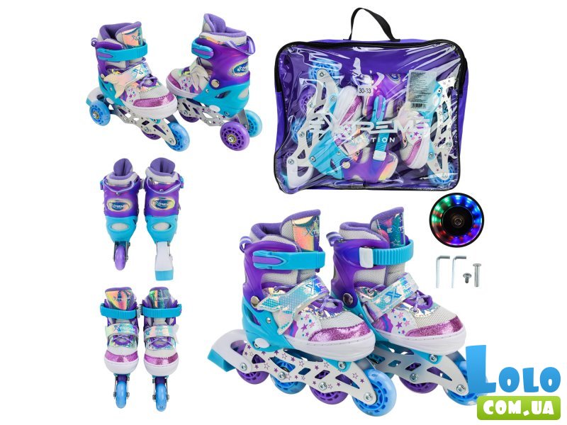 Детские ролики Extreme Motion, S (30-33), голубовато-фиолетовые