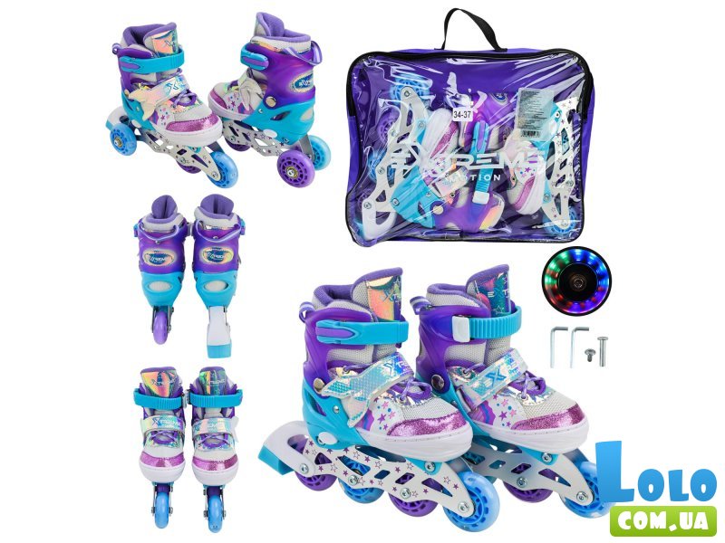 Детские ролики Extreme motion, M (34-37), голубовато-фиолетовые