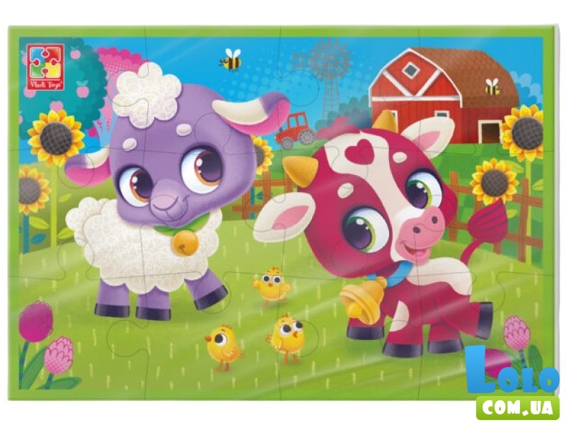 Пазлы мягкие Коровка и овечка, Vladi Toys, 12 эл.