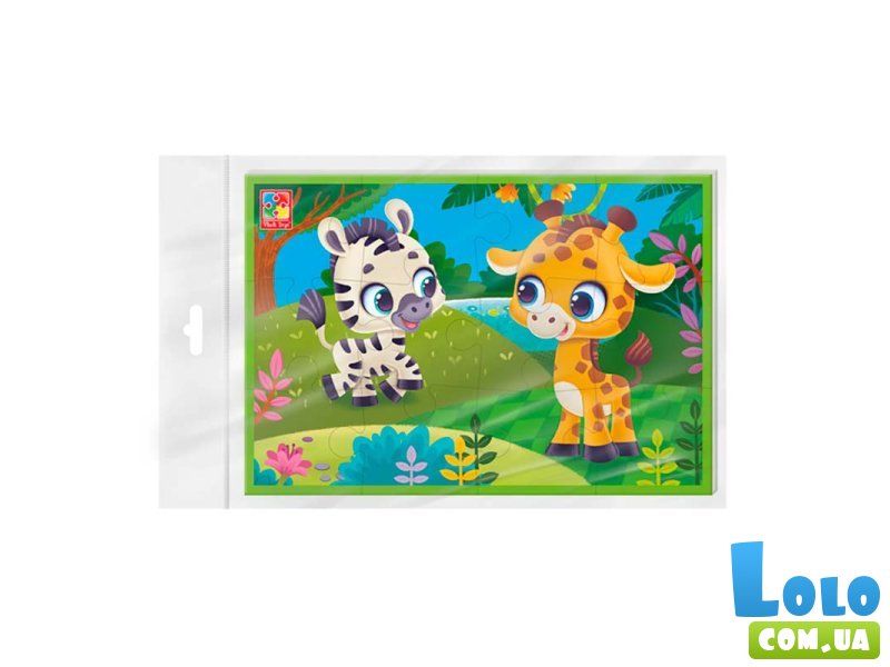 Пазлы мягкие Зебра и жираф, Vladi Toys, 12 эл.