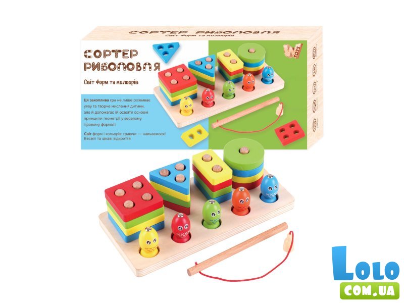 Деревянная игрушка Геометрика с магнитной рыбалкой, WToys