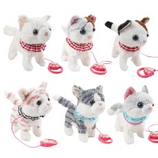 Мягкая интерактивная игрушка Котик на поводке (в ассортименте)