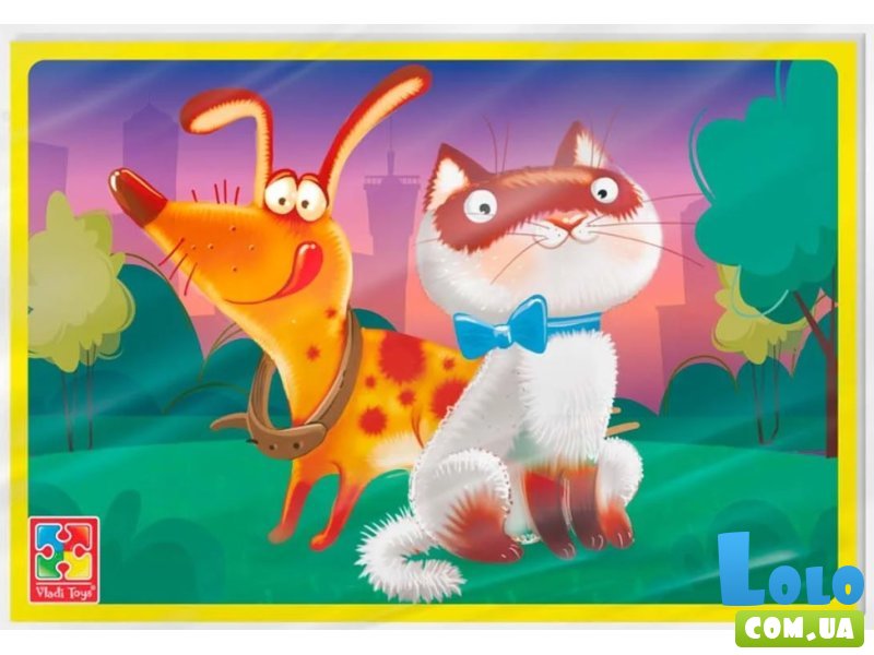Пазлы мягкие Котик и собачка, Vladi Toys, 12 эл.