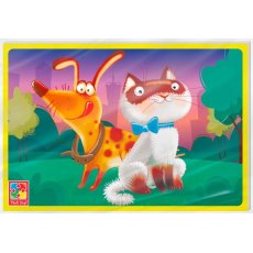 Пазлы мягкие Котик и собачка, Vladi Toys, 12 эл.