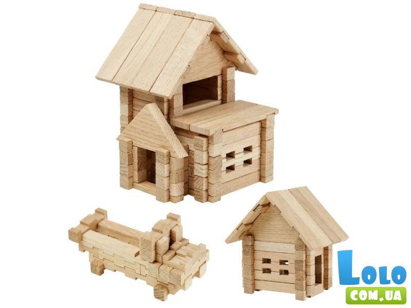 Деревянный конструктор Домик с гаражом (900118), Igroteco, 75 дет.