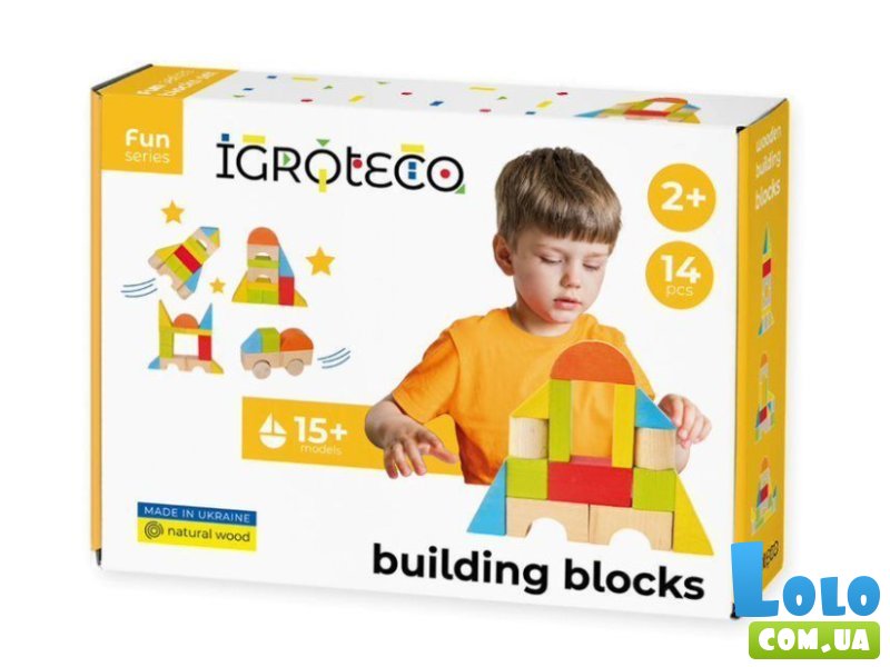 Деревянный конструктор Строительные блоки (900453), Igroteco, 14 дет.