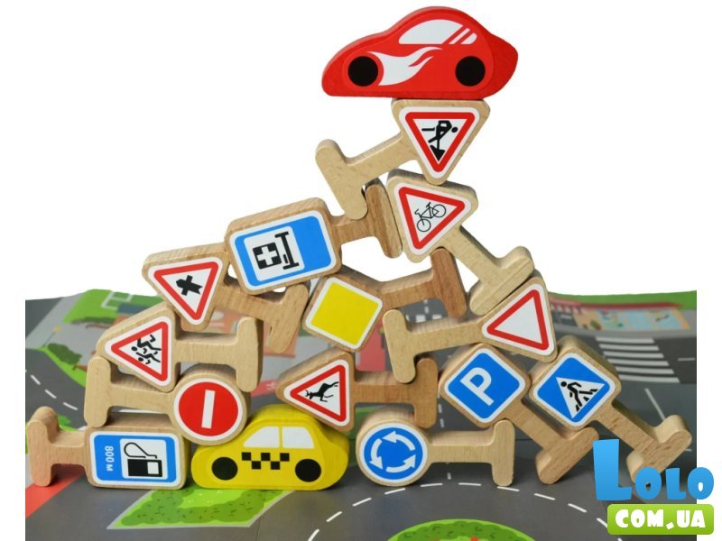 Развивающая деревянная игрушка Дорожные знаки, Igroteco