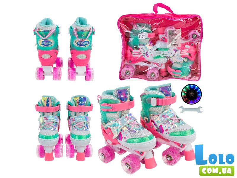 Детские ролики М (34-37), бирюзовые