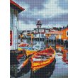 Алмазная мозаика Лодка возле городка, Brushme (30х40 см)