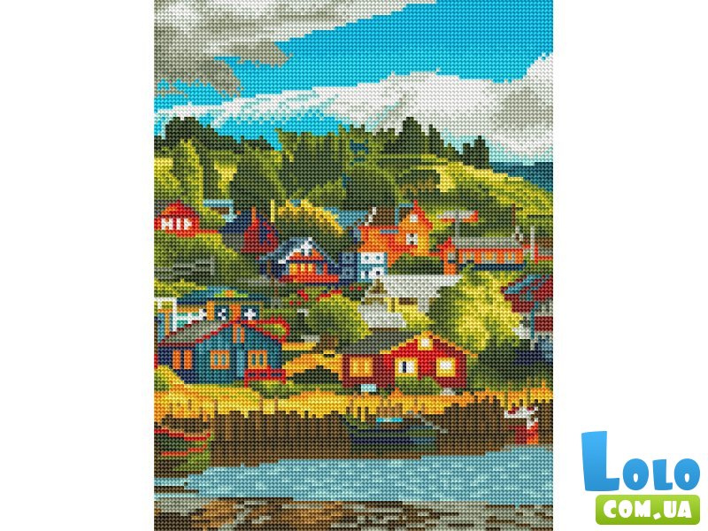 Алмазная мозаика Поселок у озера, Brushme (30х40 см)