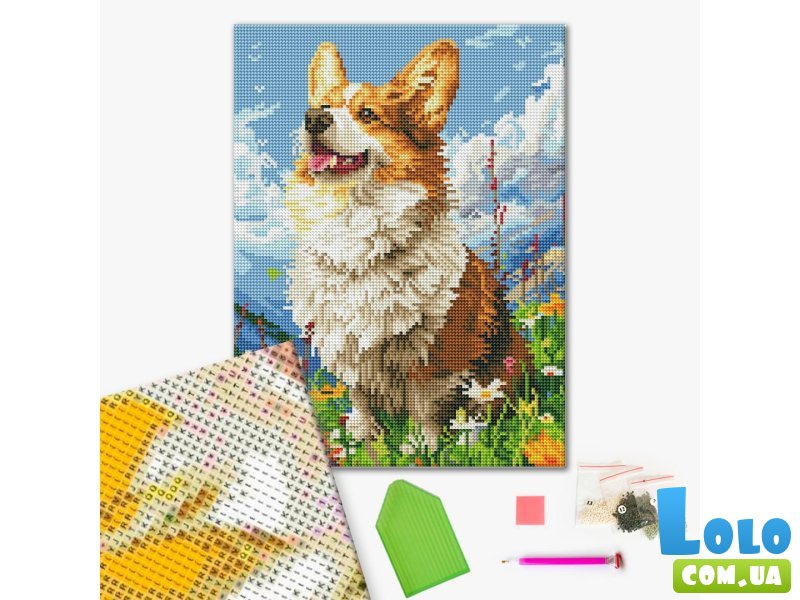 Алмазная мозаика Солнечный Корги, Brushme (30х40 см)
