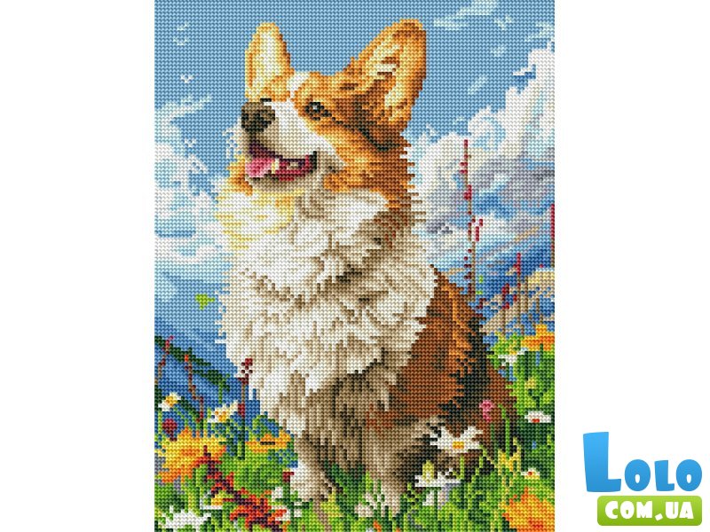 Алмазная мозаика Солнечный Корги, Brushme (30х40 см)