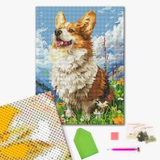Алмазная мозаика Солнечный Корги, Brushme (30х40 см)