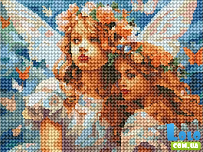 Алмазная мозаика Ангелы в цветочных венках, Brushme (30х40 см)