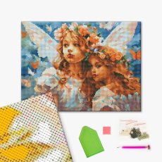 Алмазная мозаика Ангелы в цветочных венках, Brushme (30х40 см)