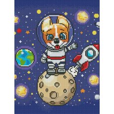 Алмазная мозаика Корги в космосе, Brushme (30х40 см)