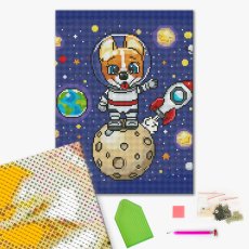 Алмазная мозаика Корги в космосе, Brushme (30х40 см)