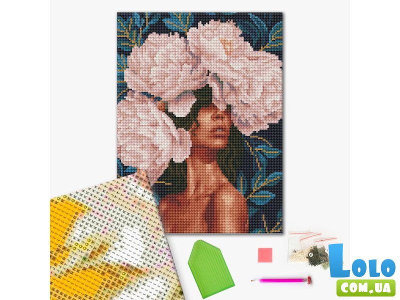 Алмазная мозаика Девушка в пионах, Brushme (30х40 см)