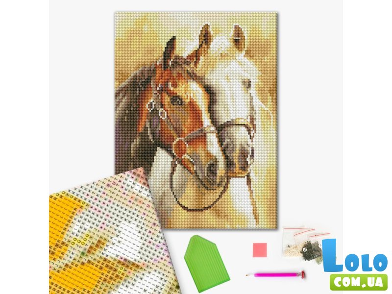 Алмазная мозаика Благородные лошади, Brushme (30х40 см)