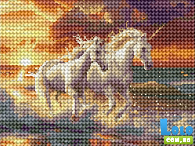Алмазная мозаика Единороги на побережье, Brushme (30х40 см)