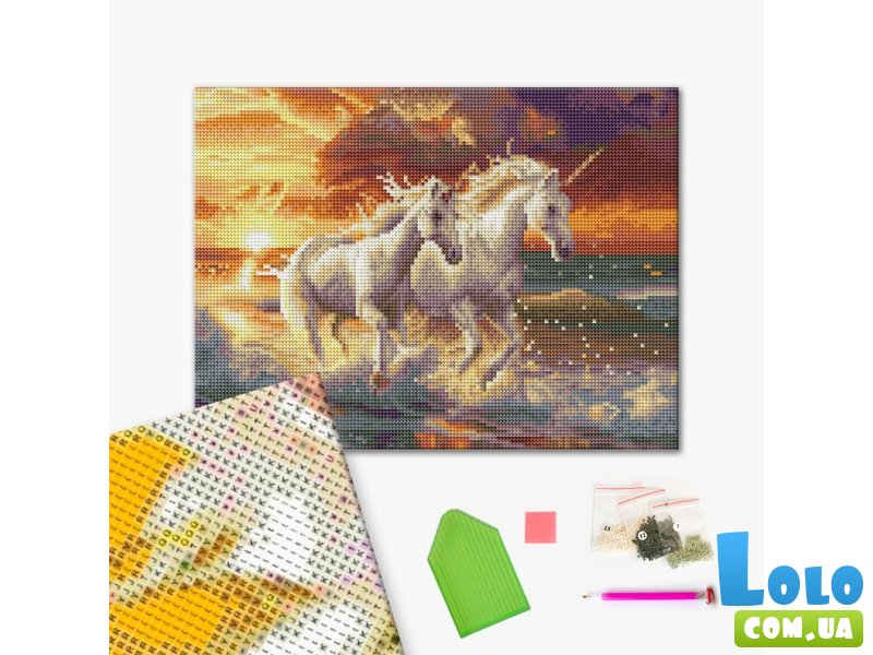 Алмазная мозаика Единороги на побережье, Brushme (30х40 см)