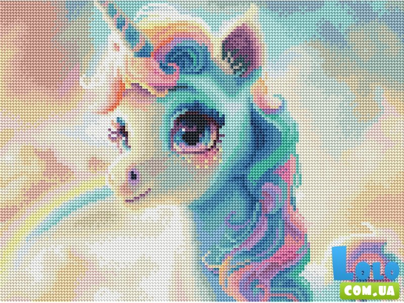 Алмазная мозаика Цветной единорог, Brushme (30х40 см)
