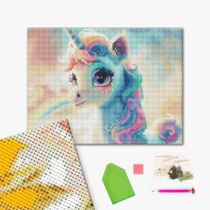 Алмазная мозаика Цветной единорог, Brushme (30х40 см)