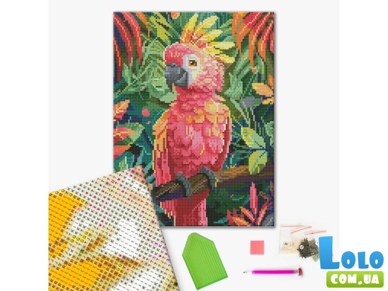 Алмазная мозаика Розовый попугай, Brushme (30х40 см)