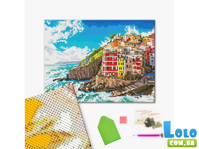 Алмазная мозаика Поселок на скалах, Brushme  (30х40 см)