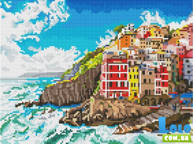 Алмазная мозаика Поселок на скалах, Brushme  (30х40 см)