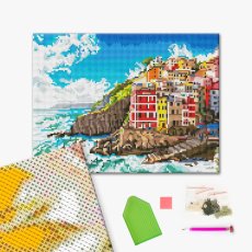 Алмазная мозаика Поселок на скалах, Brushme  (30х40 см)