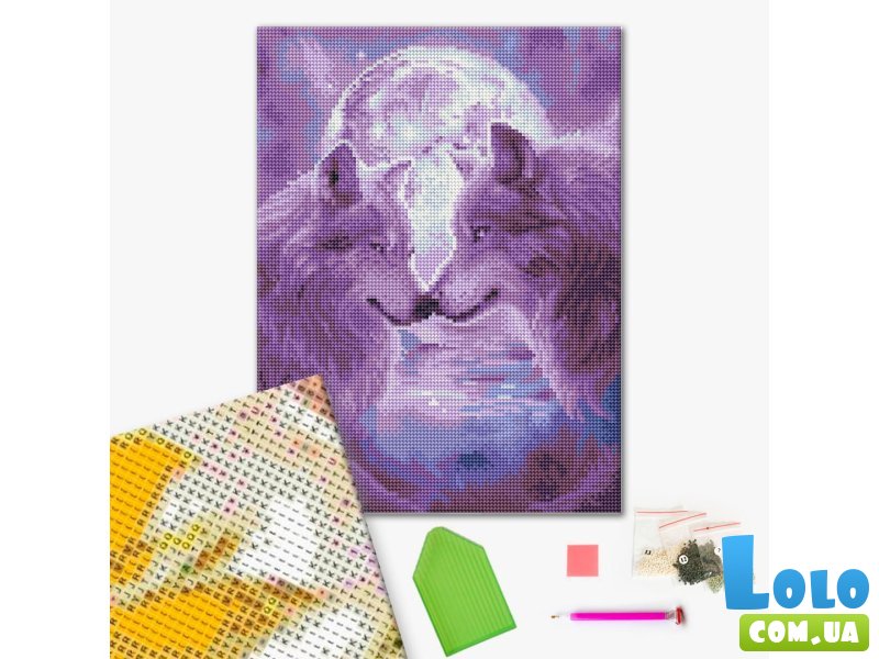 Алмазная мозаика Волки в лунном свете, Brushme (30х40 см)