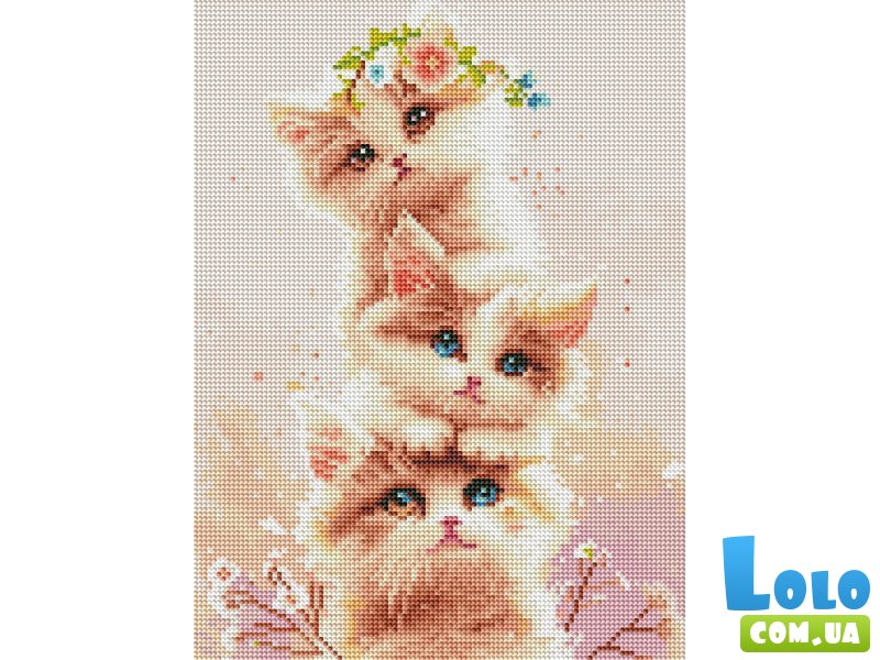 Алмазная мозаика Три котенка, Brushme (30х40 см)
